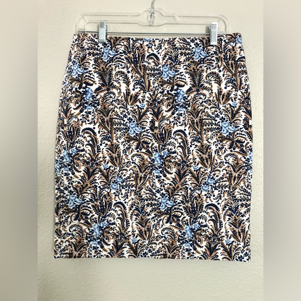 Ann Taylor Blue and Brown Floral Mini Skirt